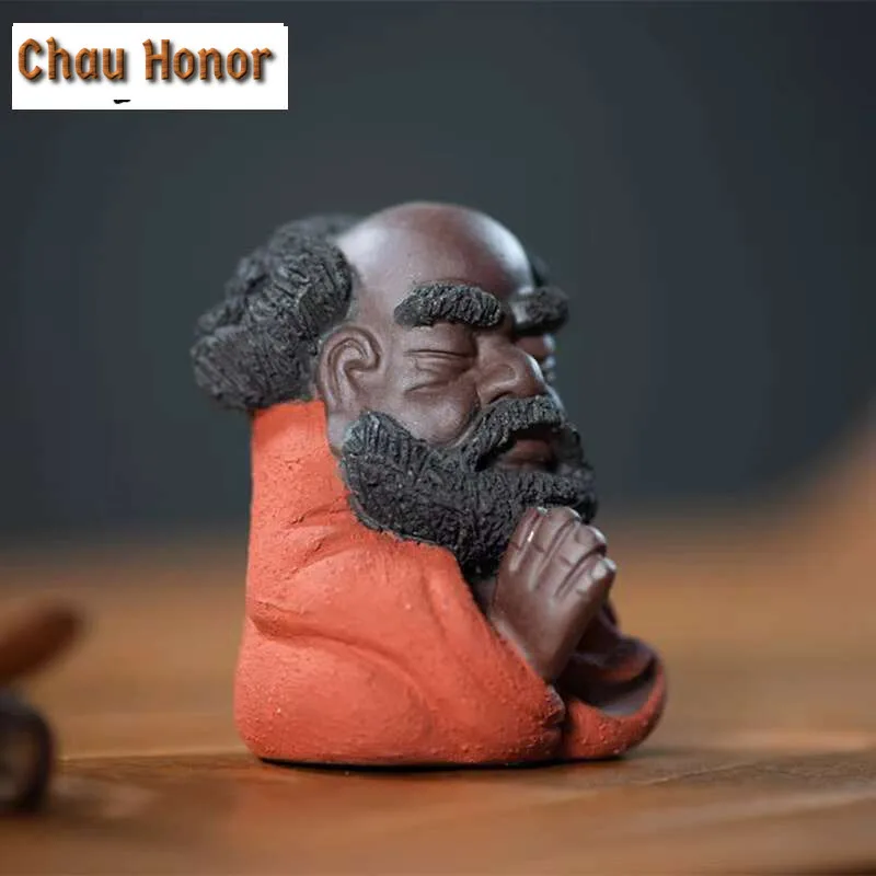 Yixing Boutique Purple Clay Tea Pet Figure Statue Ornaments Handmade Sculpture Toys Crafts Home Tea Set Decoration Accessories