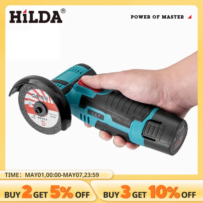 HILDA 12v Mini Angle Grinder Rechargeable Grinding Tool Polishing Grinding Machine For Cutting Diamond Cordless Power Tools
