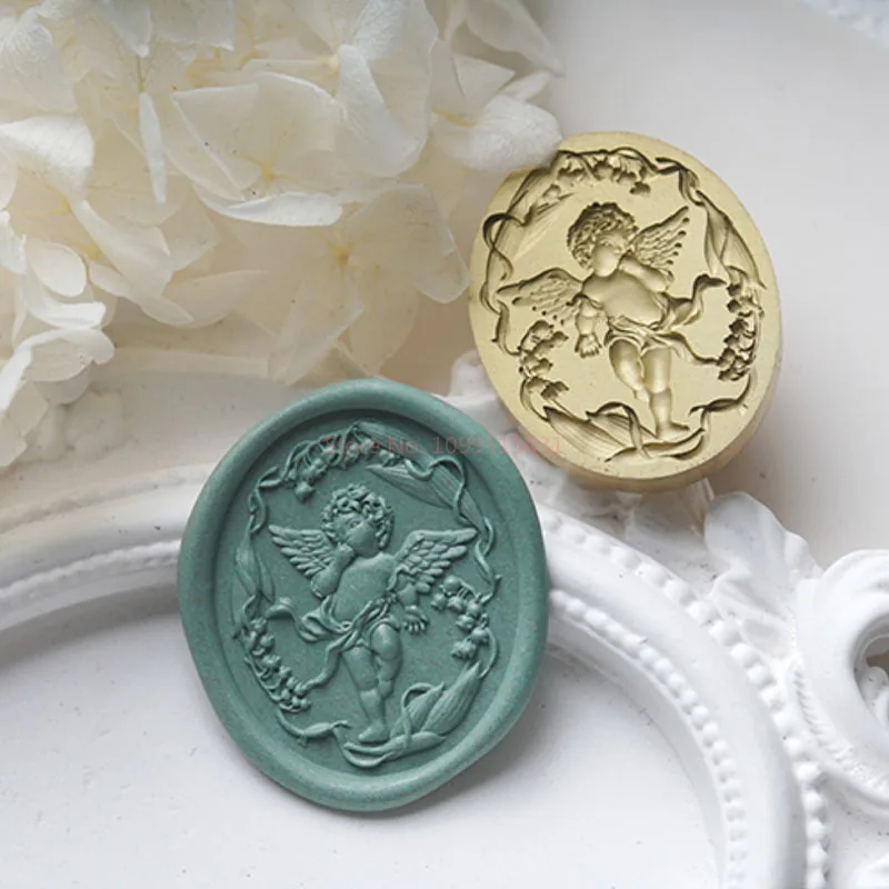 New Angel Wax Seal Stamp Copper Head Multi-Layer 3D Relief Diy Seal Brass Toy Scrapbook Invitation Scrapbook Envelope Decoration