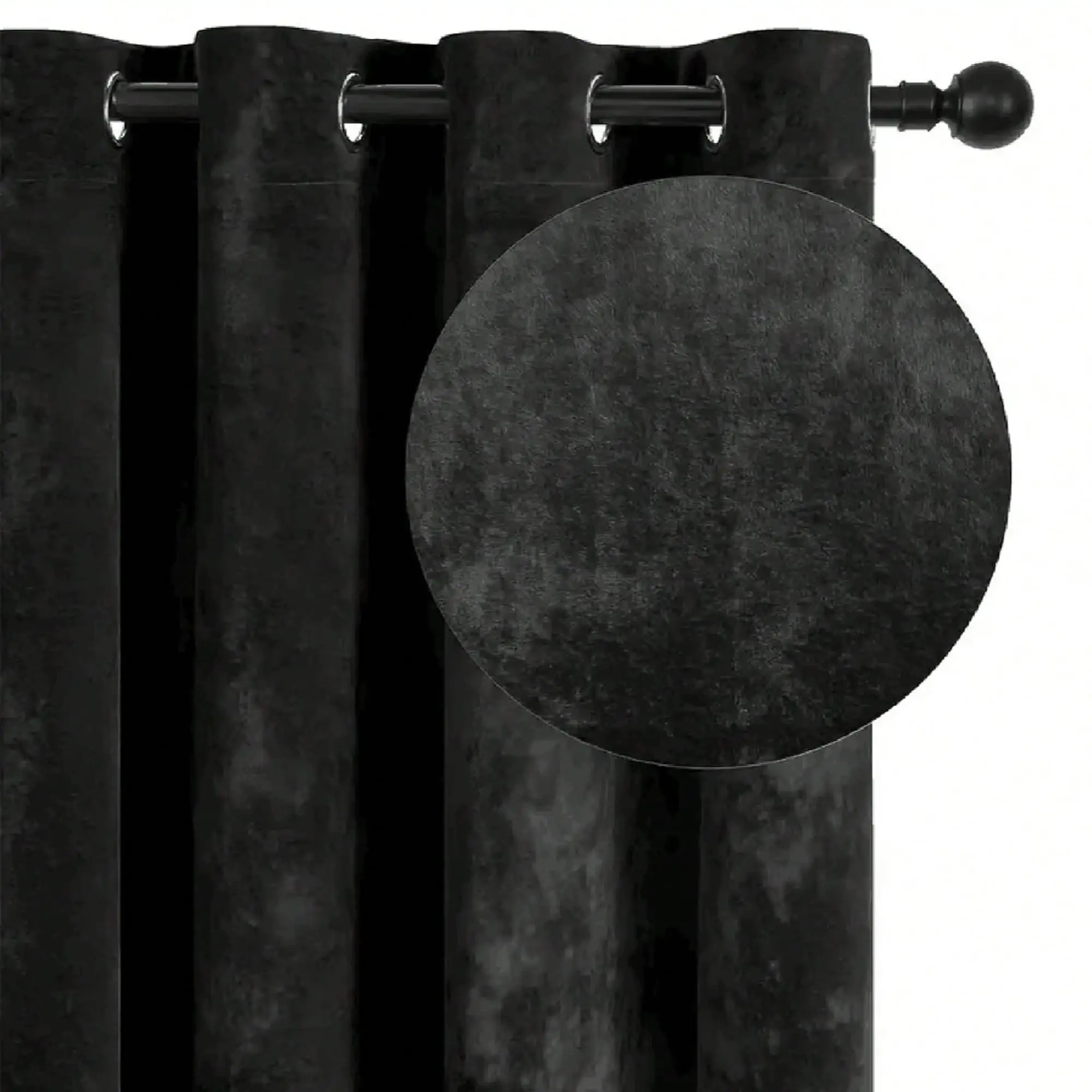 1 rideau occultant en velours noir, protection UV, isolation thermique, rideaux épais pour salon, chambre, bureau 1