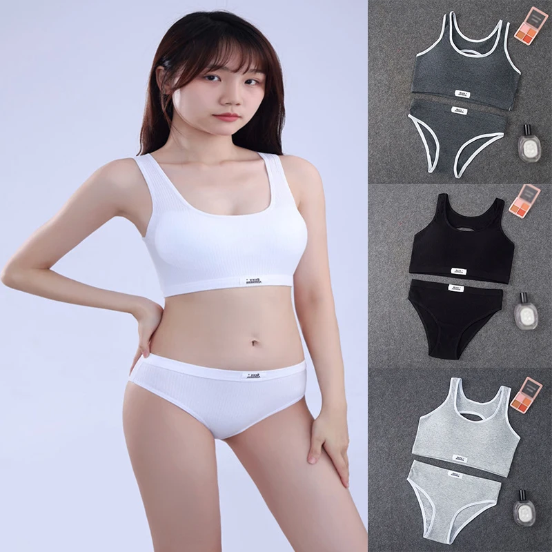 

Female Solid Color Sports Underwear Suit Fashionable Women's Lightweight Push Up Bra Sets Minimalist Breathable Full Cup