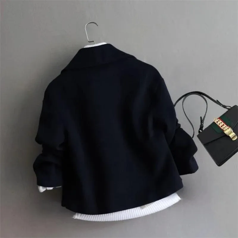 Winter Woolen Coat Women Short Slim Autumn 2023 New Fashion Suit Collar Cardigan Wool Jacket Female Outerwear  Cardigan Clothes