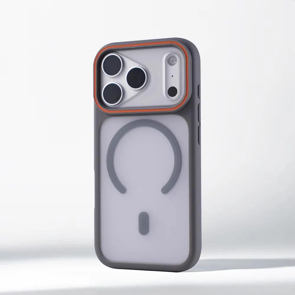 Luxury Matte Translucent Magnetic Shockproof Phone Case with Wireless Charging Capability