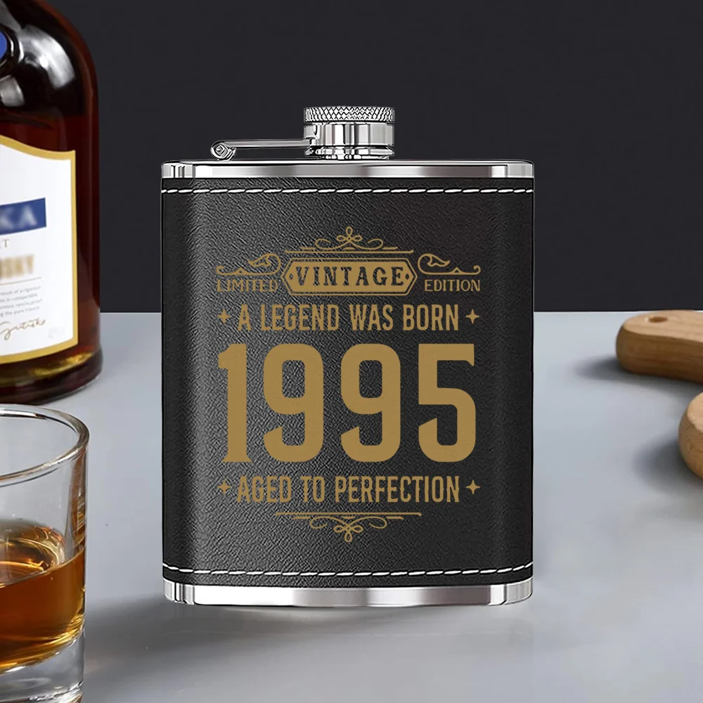 7온스 휴대용 포켓 힙 플라스크 스테인리스 스틸 가죽 힙 플라스크 알코올 위스키 주류 와인 남성용 선물