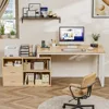 L Shaped Desk with Drawers&Shelves, 55'' Corner Computer Desk with Power Outlets, Reversible PC Table with Storage File Cabinet 4