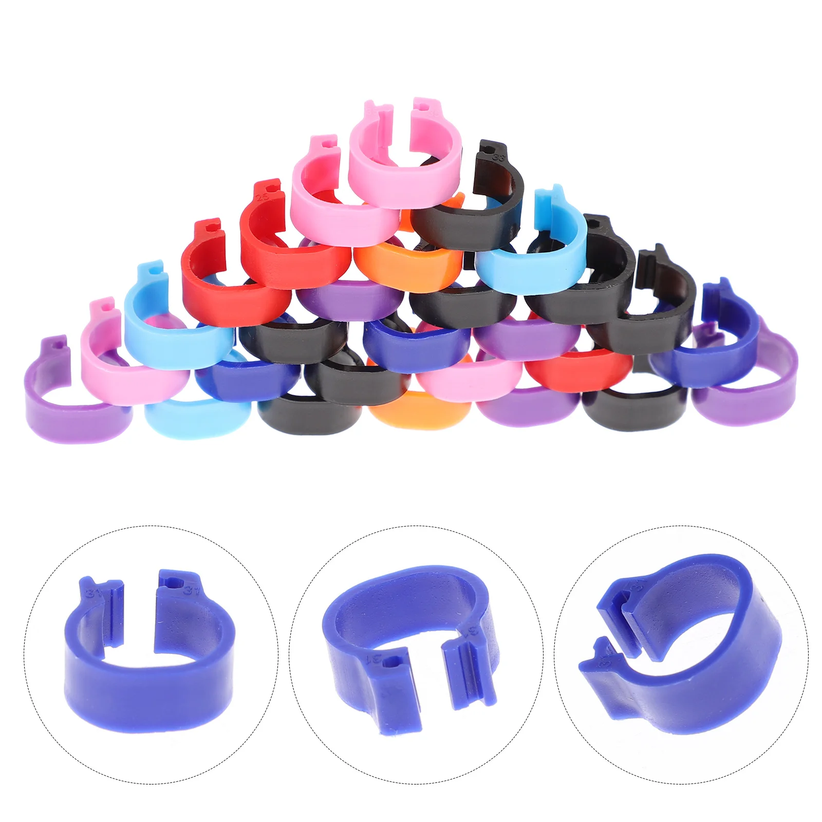 

100pcs Poultry Foot Rings Leg Bands Clip on Rings for Birds Ducks Poultryen Dove
