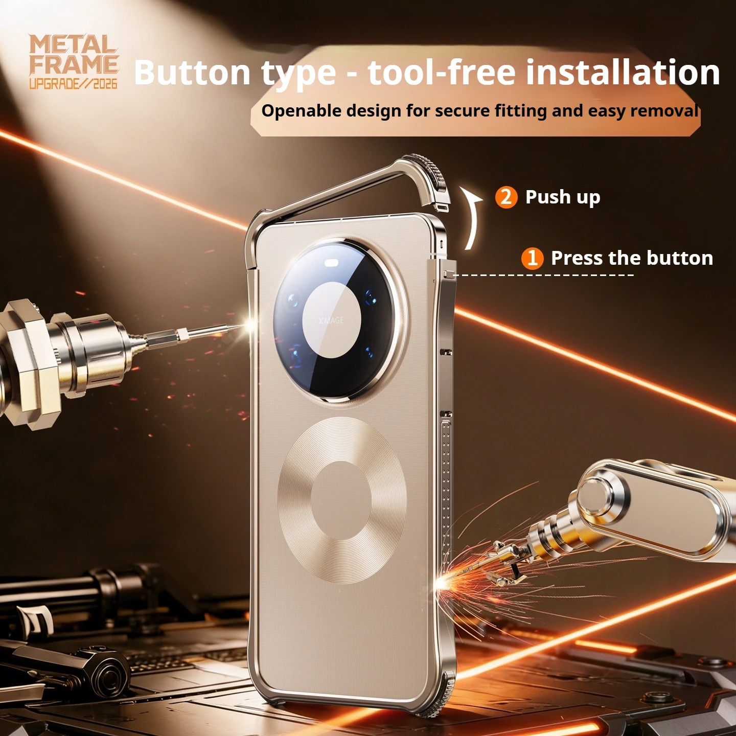 Eary Aluminum Bumper Phone Case with Camera Lens Protector - Shockproof Cover