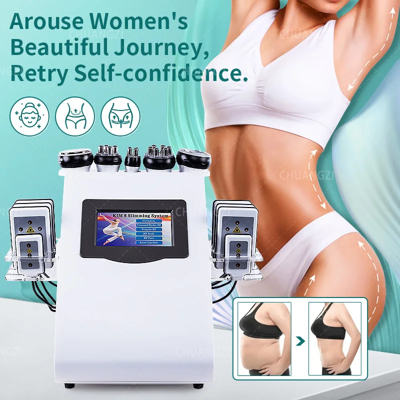 

6 In 1 Ultrasonic Cavitation Machine Vacuum Radio Frequency Lifting Facial Anti-wrinkle Anti-cellulite Body Slimming Machine 40K