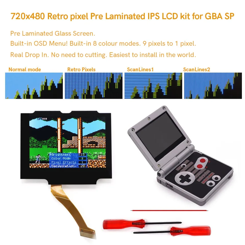 ゲームボーイアドバンスSP 本体 バックライト液晶 IPS 新しい V4 ドロップイン GBA SP 3.0 