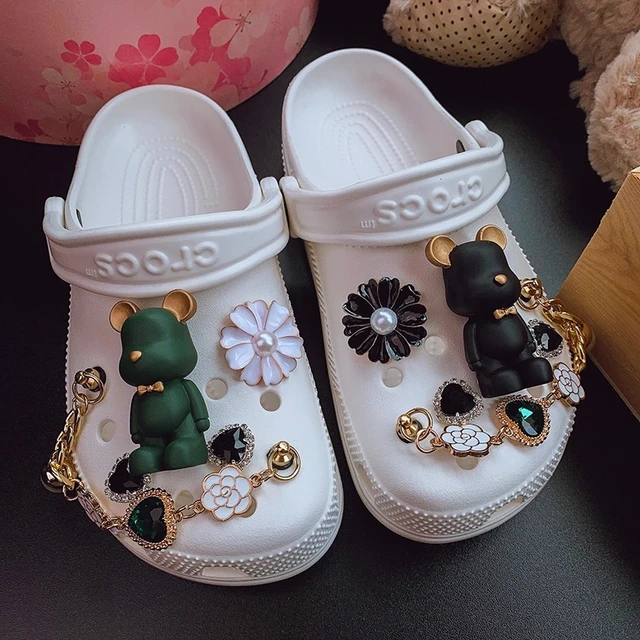 Trendy Rhinestone Croc Charms Designer DIY Quality Women Shoes Charms for JIBS Anime Chain Clogs Buckle Kids boys girls Gifts style 23 ( 10pcs )