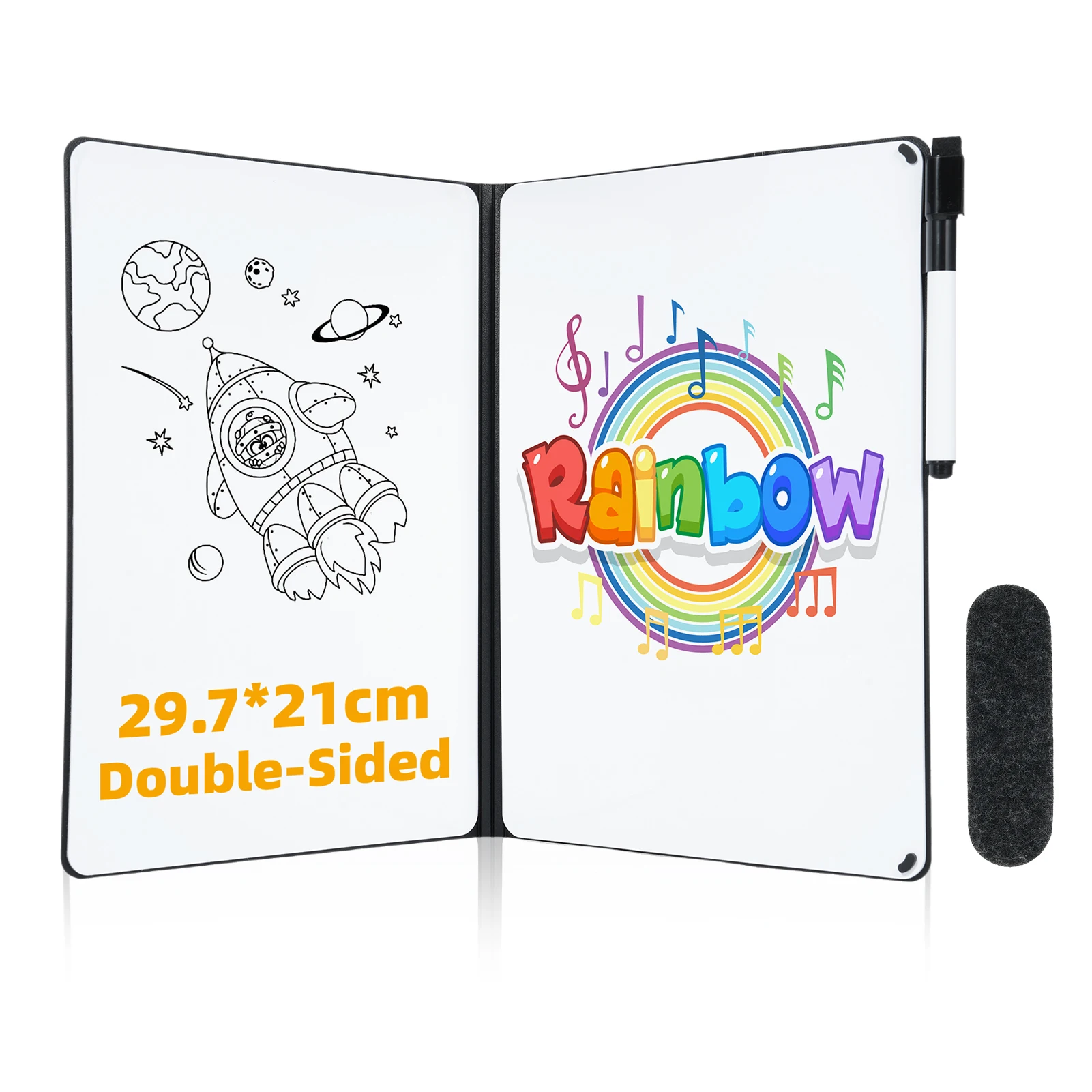 A4 Double Sided Dry Erase Boards Whiteboard Portable Writing Board with Marker & Foam Eraser For Students Home School