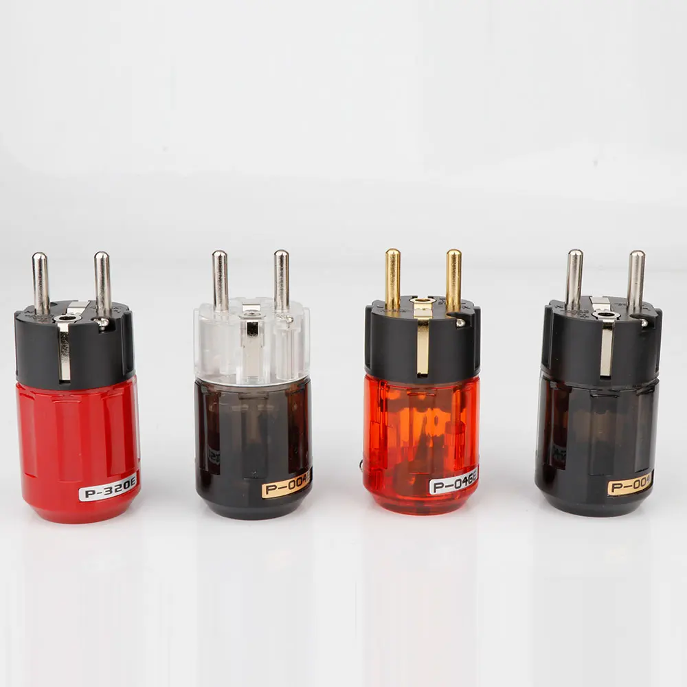 Power Plug Connector Male Female Power Plug 24K Gold plated Rhodium silver Plated HIFI diy Schuko Power Plug EU Hifi European