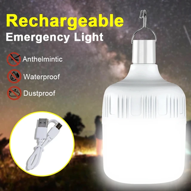 Emergency Light Home Outdoor Lamp Rechargeable Battery LED Bulb Portable EU  Plug