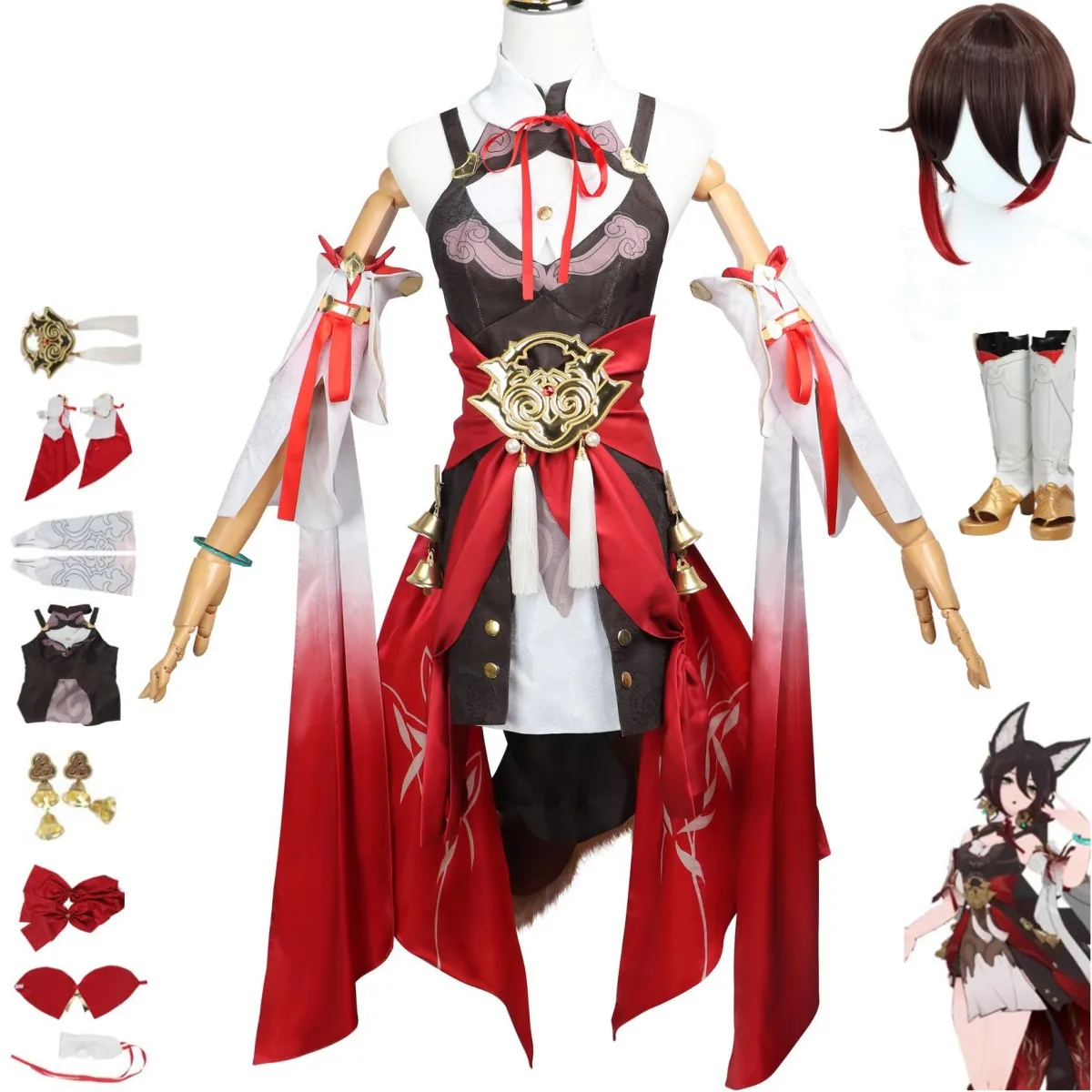 

Anime Game Honkai: Star Rail Tingyun Cosplay Costume Tail Foxian Sky-Faring Commission Xianzhou Luofu Wig Woman Sexy Party Suit