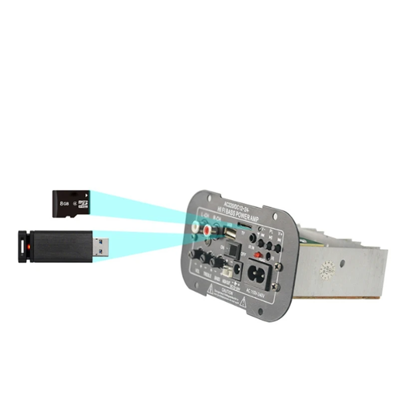 가정용 및 차량용 디지털 파워 앰프, 내장 블루투스, 12V 24V 220V 서브우퍼, 마이크 포함 U 디스크 앰프 (US 플러그)