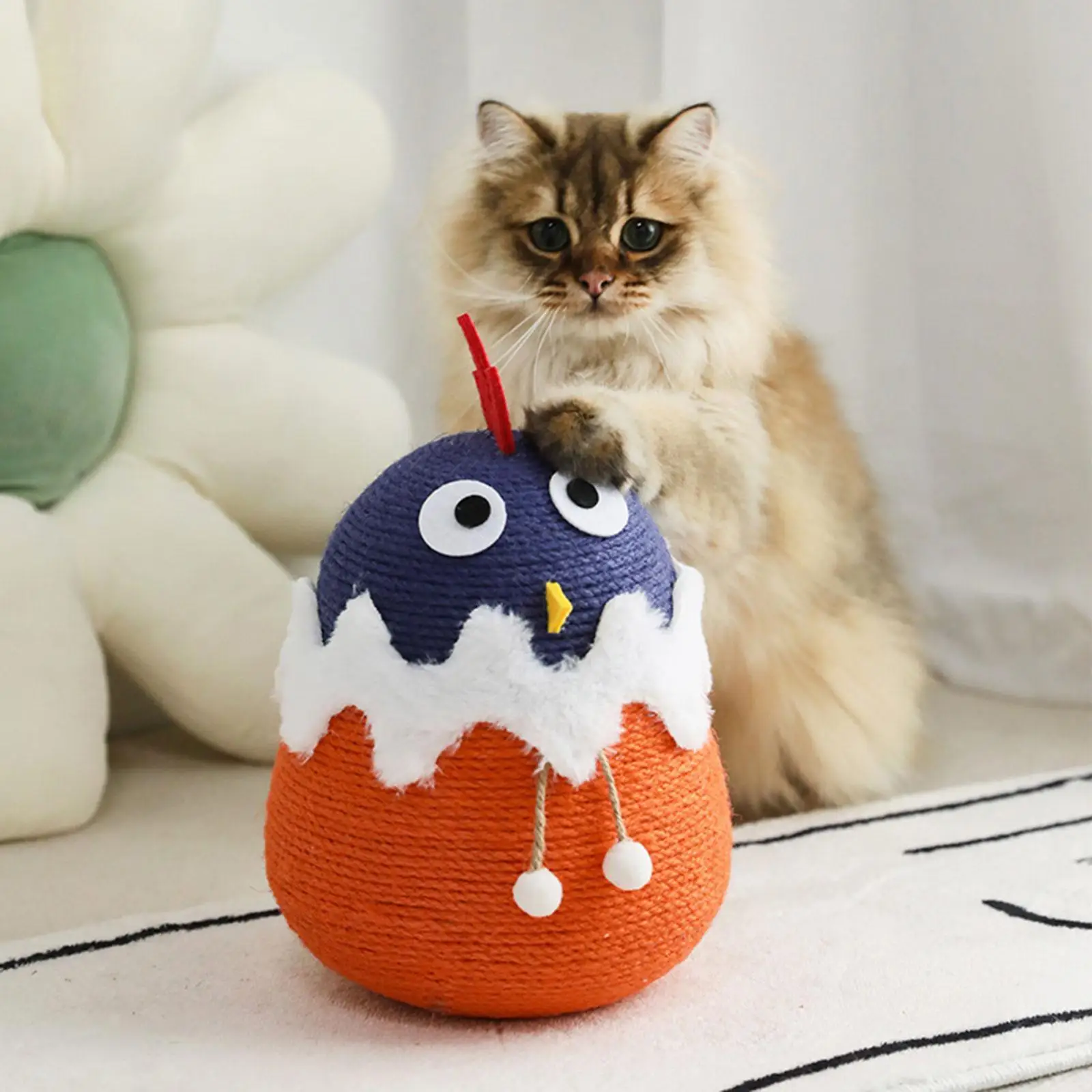 Sisal Cat Scratcher Toy Stable Furniture Protector Interactive Toy Cat Scratching Ball Toy for Kitty Rabbits Bunny Indoor Cat