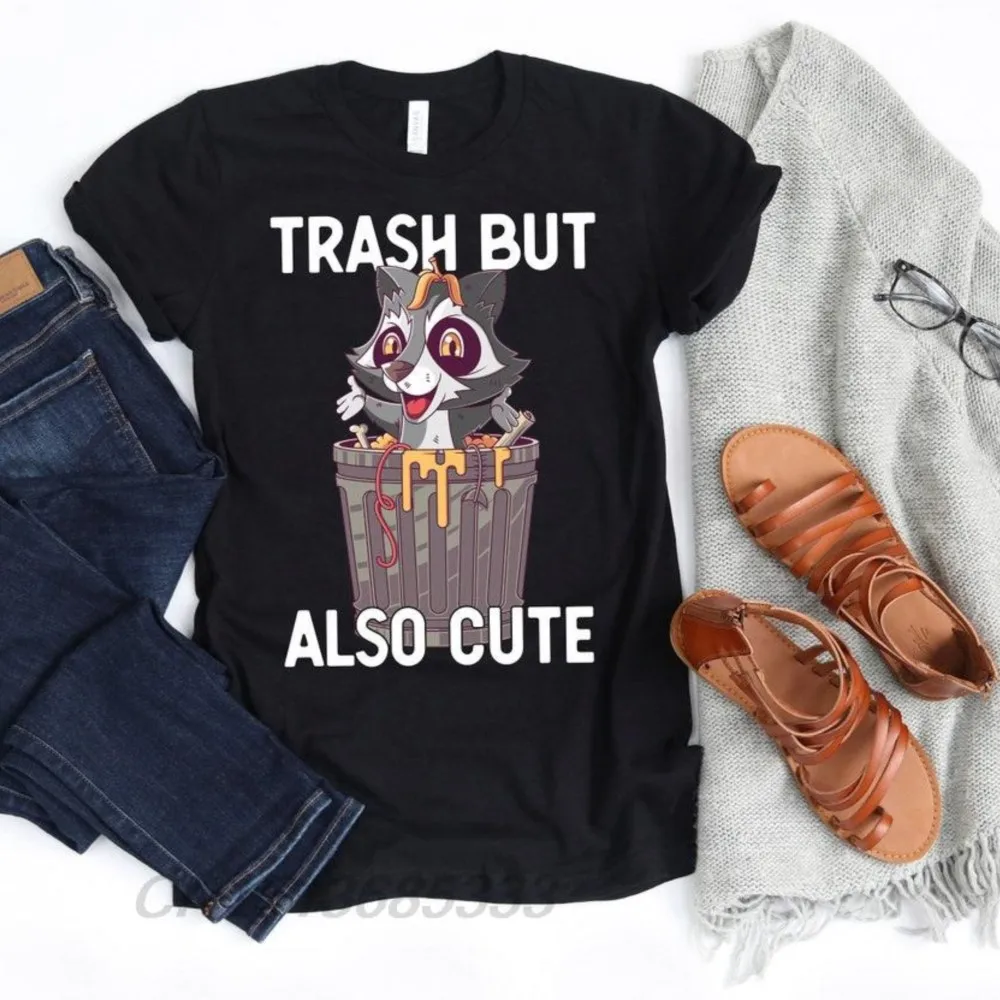 

Trash But Also Cute Women Animal Printed T-shirts Mars Rover 2021 Unisex Retro Tee Shirts Horse Hair Accessories Funny TShirts