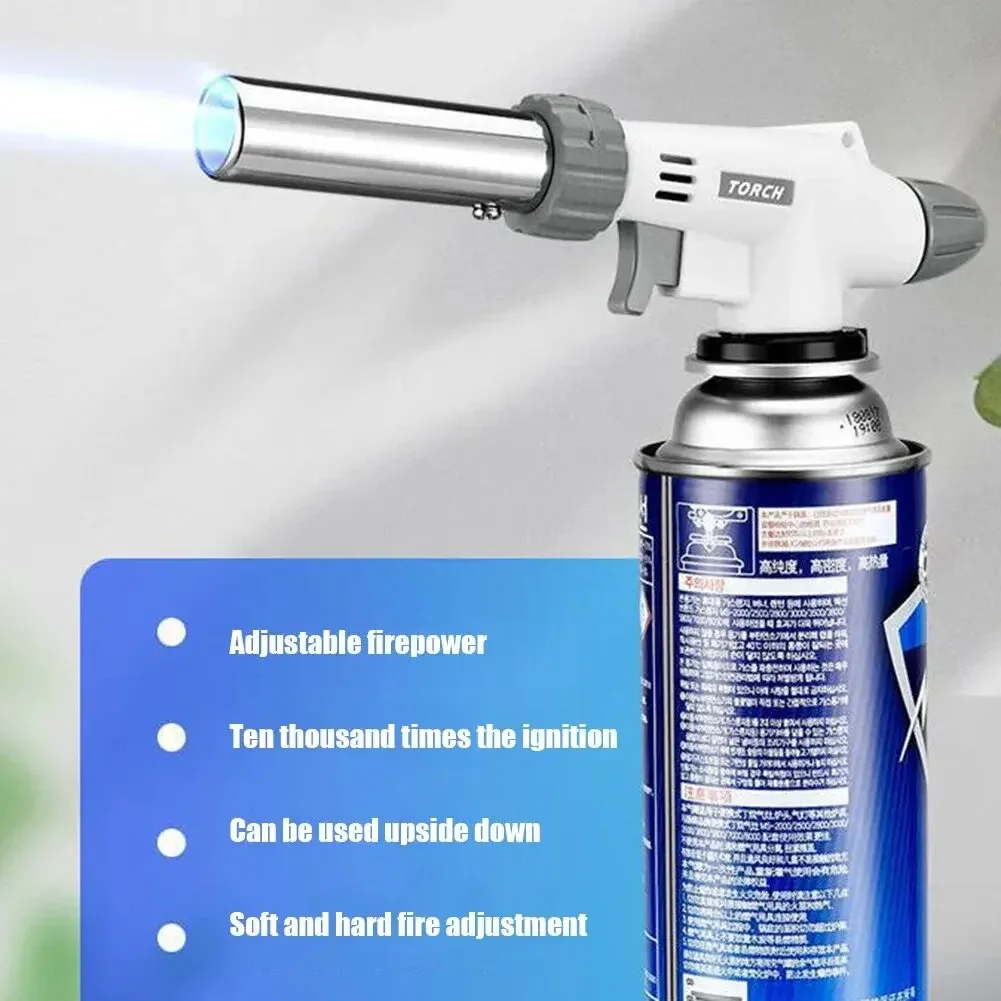 Portable Metal Flame Gun Butane Burner High Temperature Welding Gas Torch Lighter Camping BBQ Heating Ignition Butane Gas Burner welding gas torch
