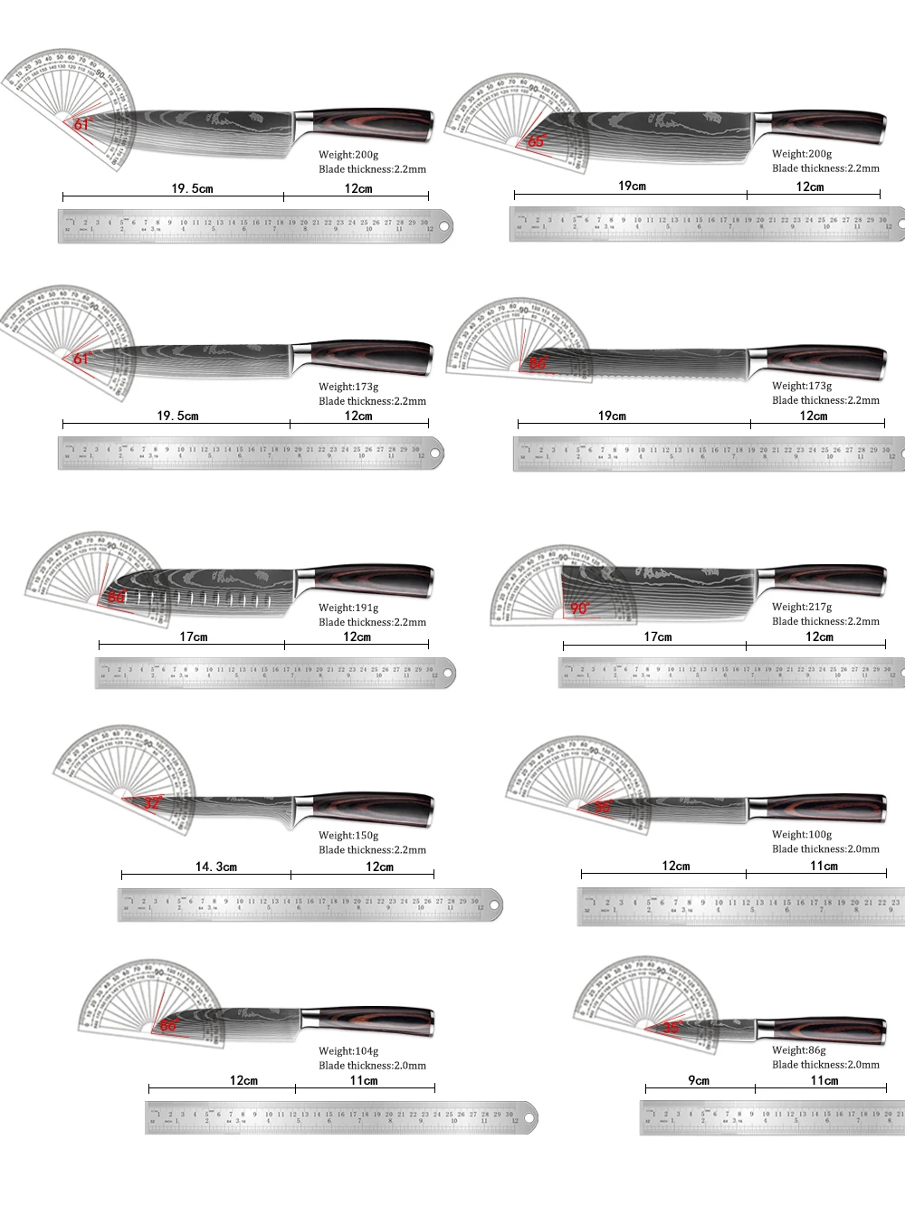 XITUO Kitchen Chef Knives Set High Carbon Stainless Steel Sharp Boning Steak Knife Slicing 2