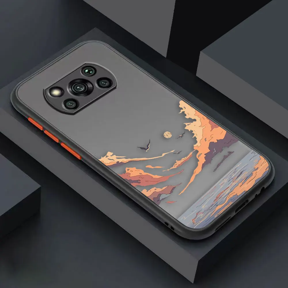 thumbnail image 1 of Matte Case for Xiaomi POCO X4 X3 X2 M4 M3 M2 F4 F3 GT F2 C40 PRO 4G 5G A3 MIX4 CIVI Case Funda Art hand-Painted Mountain Scenery, 1 of 5