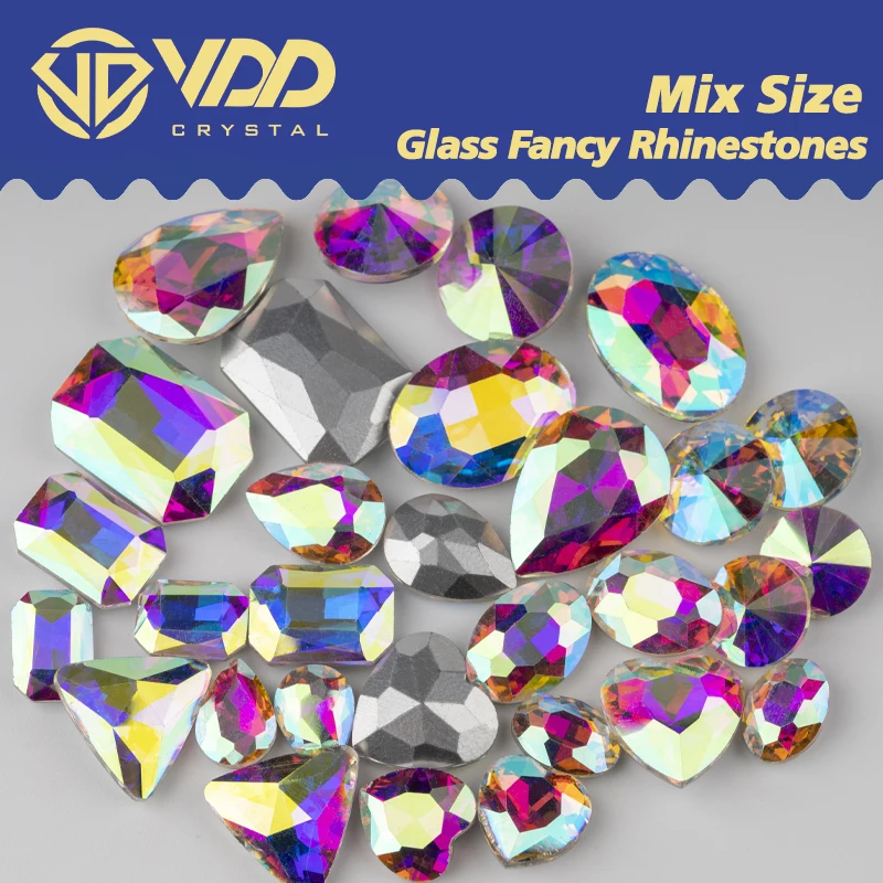 VDD 믹스 크기 모양 유리 멋진 라인 석 크리스탈 Pointback Strass 반짝이 네일 아트에 대 한 반짝이 3D 돌 DIY 공예 장식