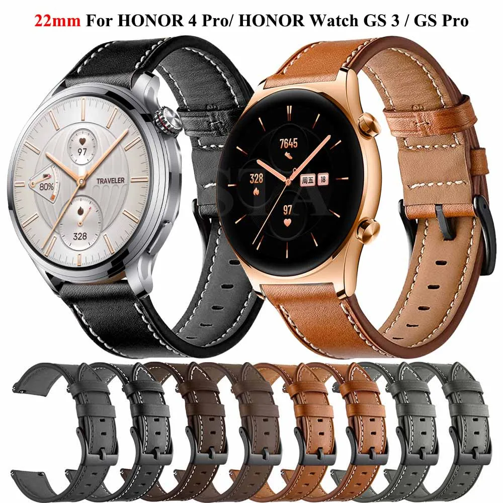 

Ремешок MagicWatch для HONOR Watch 4 Pro/GS3 GS 3i/Pro, кожаный браслет для наручных часов HONOR Magic Watch 2 46 мм, 22 мм