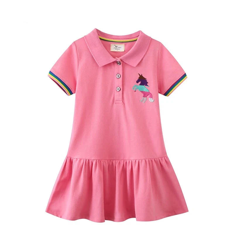 Girls Dresses Summer Pink Cute Elegant Princess Dress Toddlers' Short Sleeve Uniform Picque POLO Baby Birthday Party Clothes