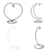 1Pcs Handmade Ball Vase Moon Heart Shape Iron Stand Simple Stylish Hanging Glass Plant Vase Pot Terrarium Container Home Decor 1