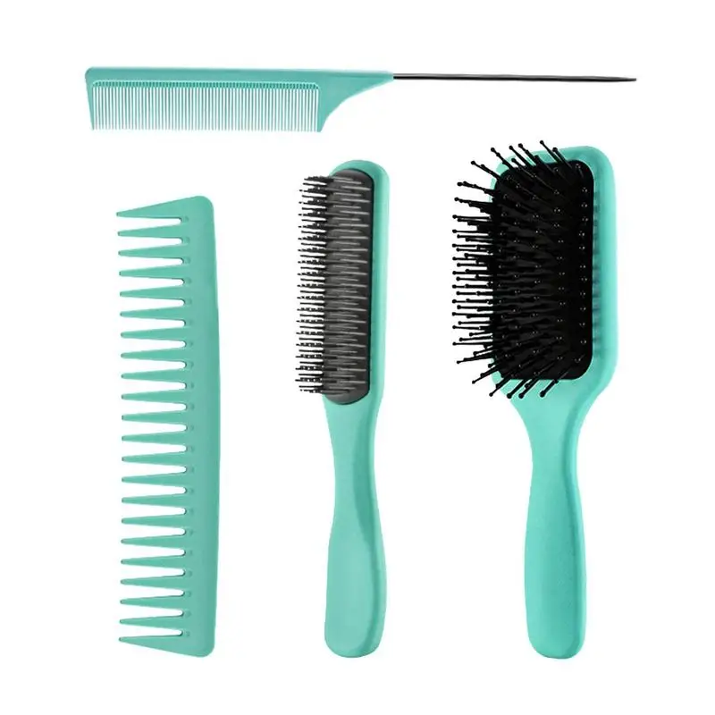 

Paddle Hair Brush 4pcs Detangler Brush Wet Hair Brush Comb Hair Comb Wide-Tooth And Tail Comb No Bristle Detangling Hair Comb