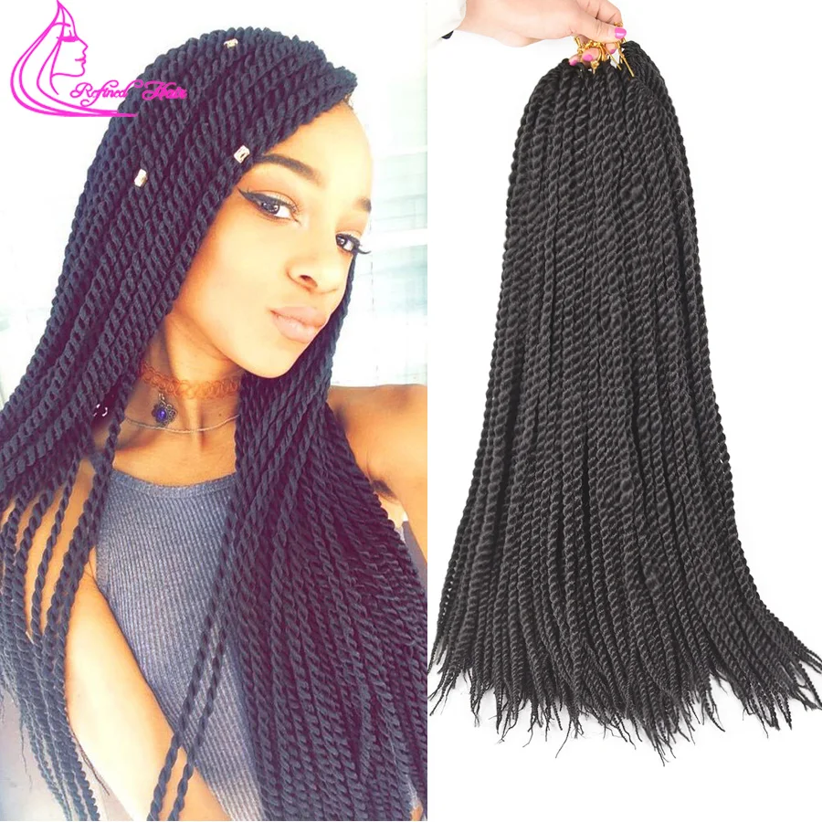 Handmade Crochet Braids Senegalese Twist Braid Brown Red Ombre Synthetic Braiding Hair Extensions For Woman Girls 22Strands/pc, senegalese twist hair