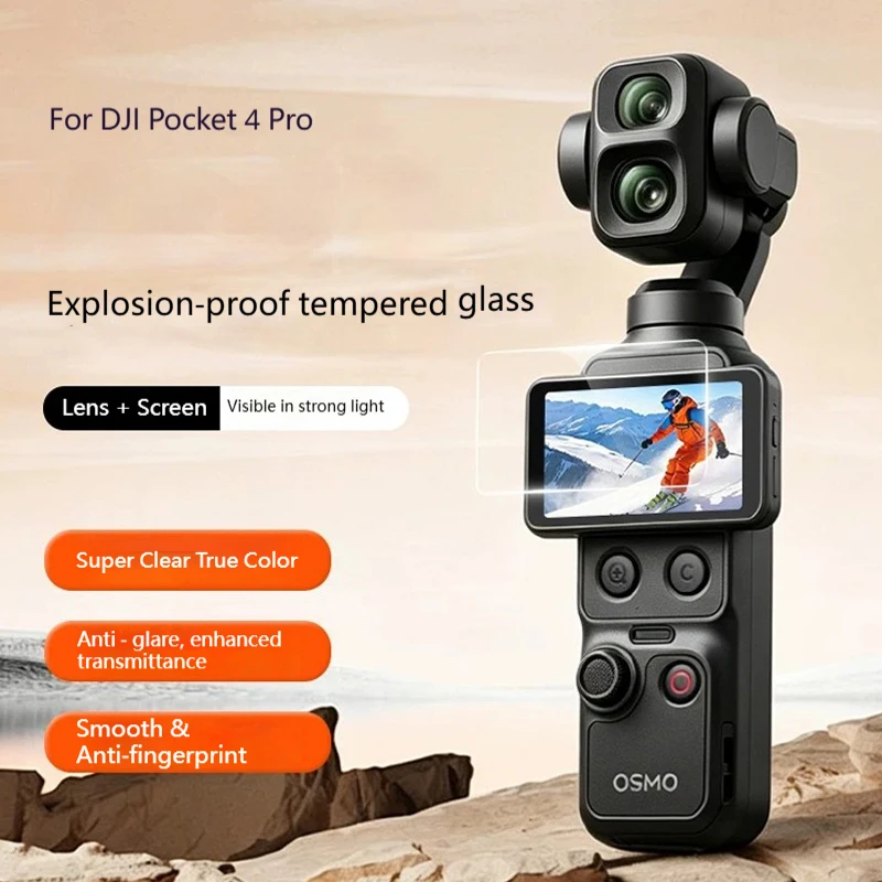 DJI Pocket 4 Pro용 강화 유리 필름 화면 보호기 Pocket 4 Pro 액세서리용 경도 긁힘 방지 렌즈 카메라 필름