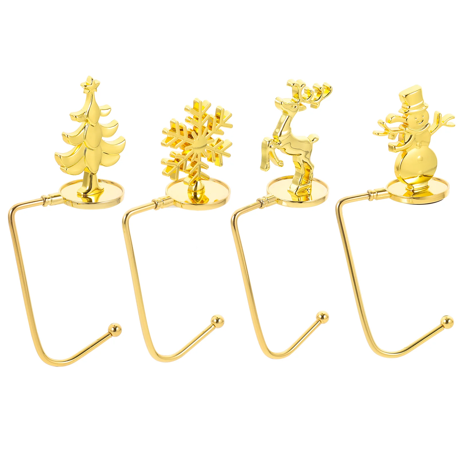 

4 Pcs Christmas Hook Gift Holder Fireplace Hanging Hooks Tree Stocking Hangers Iron Mantel