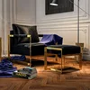 Postmodern simple metal frame single sofa low stool lounge chair 4