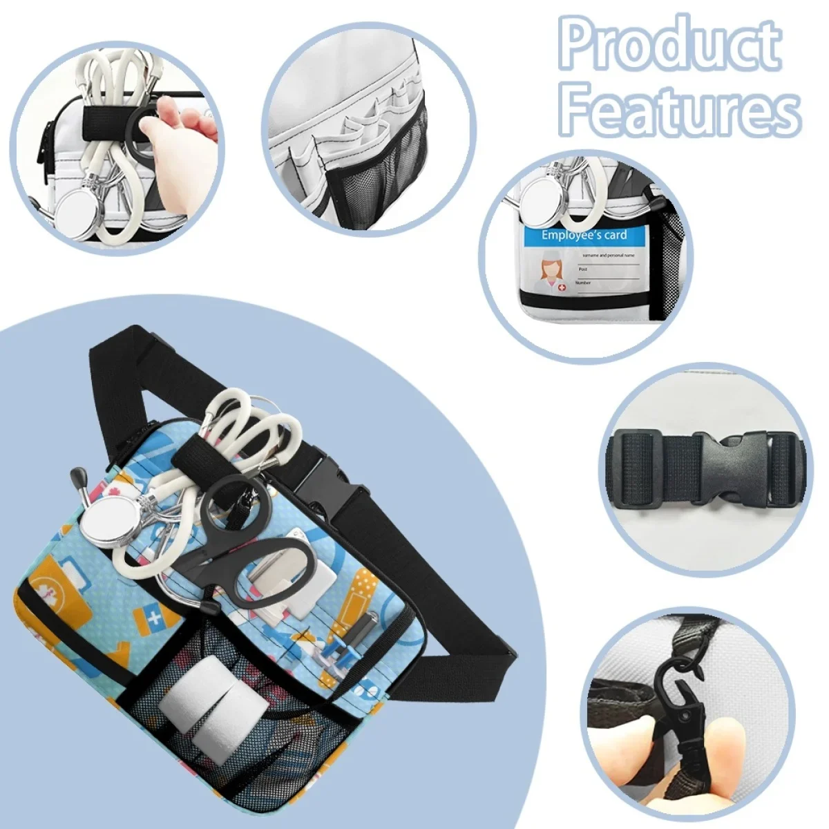 Healthcare Nursing Ladies Waist Bag Luxury Design Fashion Adjustable Fanny Pack  Multi Pocket  for Stethoscopes Bandage Scissor