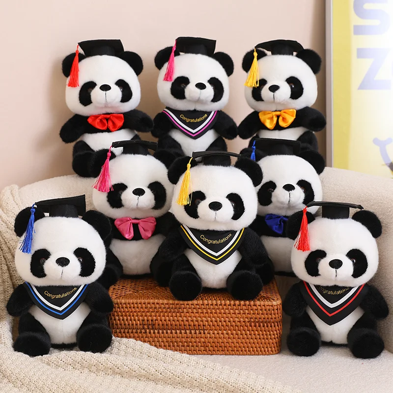 

1pc 26cm Cute Doctor Panda Plush Toys Kawaii Panda Bears with Doctorial Hat Plushie Doll Stuffed Animal Toy Kids Graduation Gift