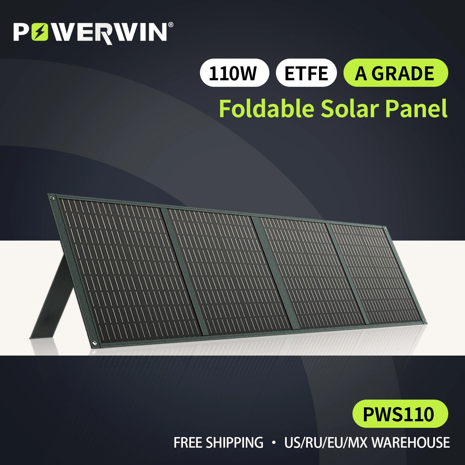 

POWERWIN PWS110 складной солнечной панели зарядное устройство гибкий 18V 110W ETFE 24% эффективность регулятор напряжения быстрый QC выход RV