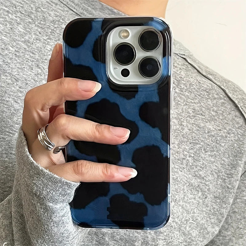 Retro Leopard Print Color Block Silicone Phone Case - Soft Cover