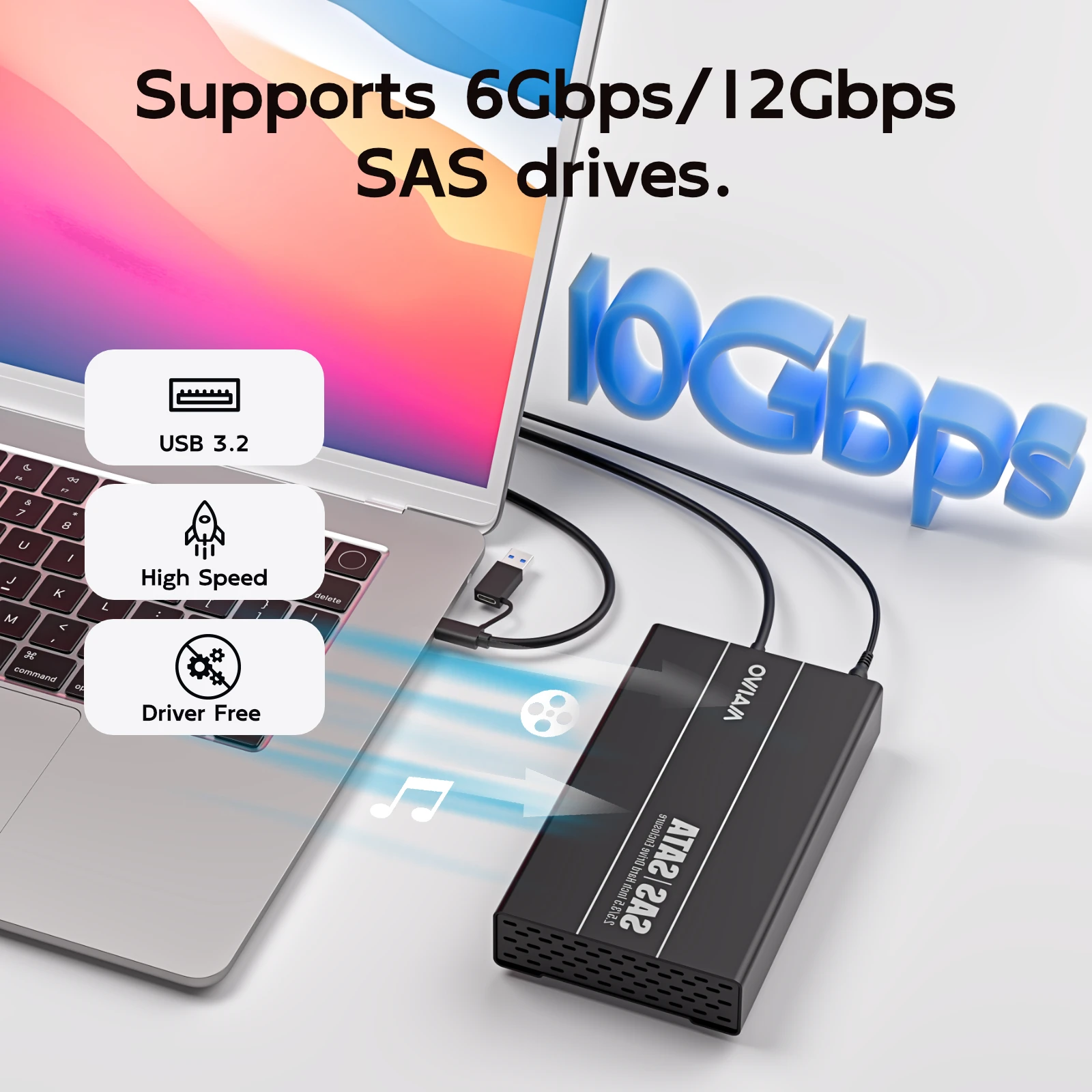 MAIWO 2.5/3.5인치 SAS/SATA HDD 인클로저 알루미늄 SAS SATA to USB3.1 Type-C Gen2 HDD 도킹 스테이션 SATA SAS HDD 케이스 HDD 박스