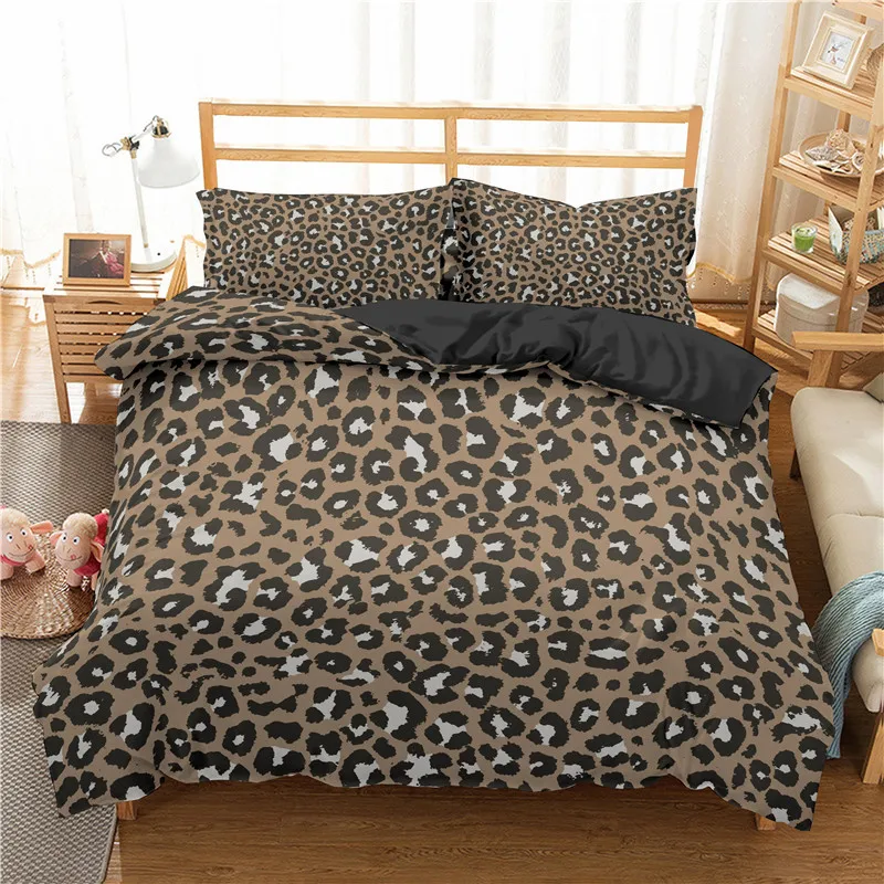 Women Rainbow Cheetah Printed Bedding Set Twin Colorful Leopard Printed Duvet Cover Set Psychedelic King Quilt Cover Decorative 