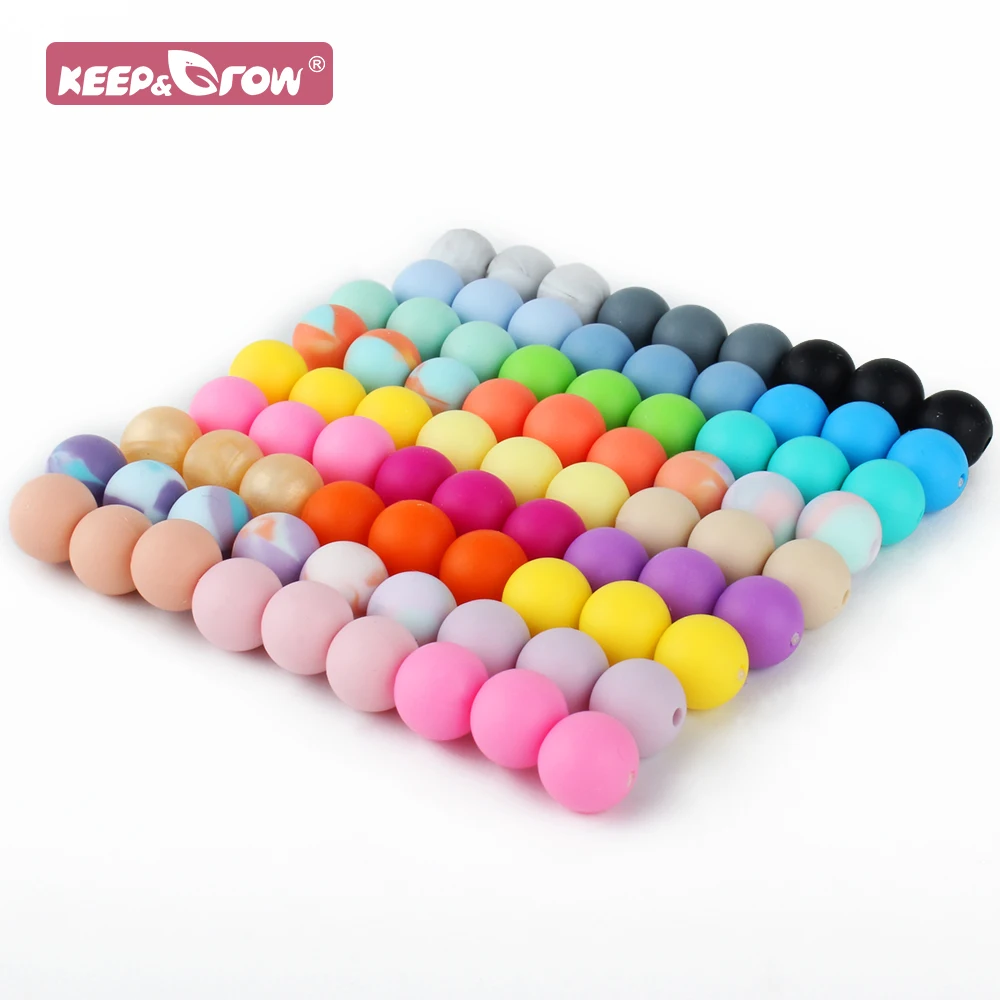 Baby Silicone Beads Round Teether Beads Nursing Necklace Pacifier Chain Clip Toys Oral Care BPA Free Food Grade 100pcs teething toys baby teething toys silicone teething toys silicone beads silicone teething beads silicone teether
