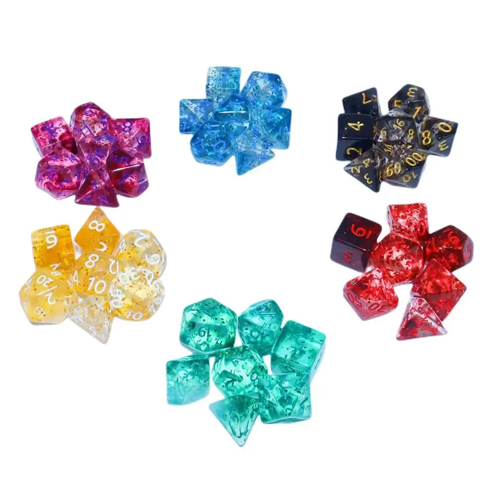 7Pcs/set Multifaceted Digital Dice Set Acrylic Table Game Opaque Polyhedral Dices for DND Dice Tabletop Role-Playing Game