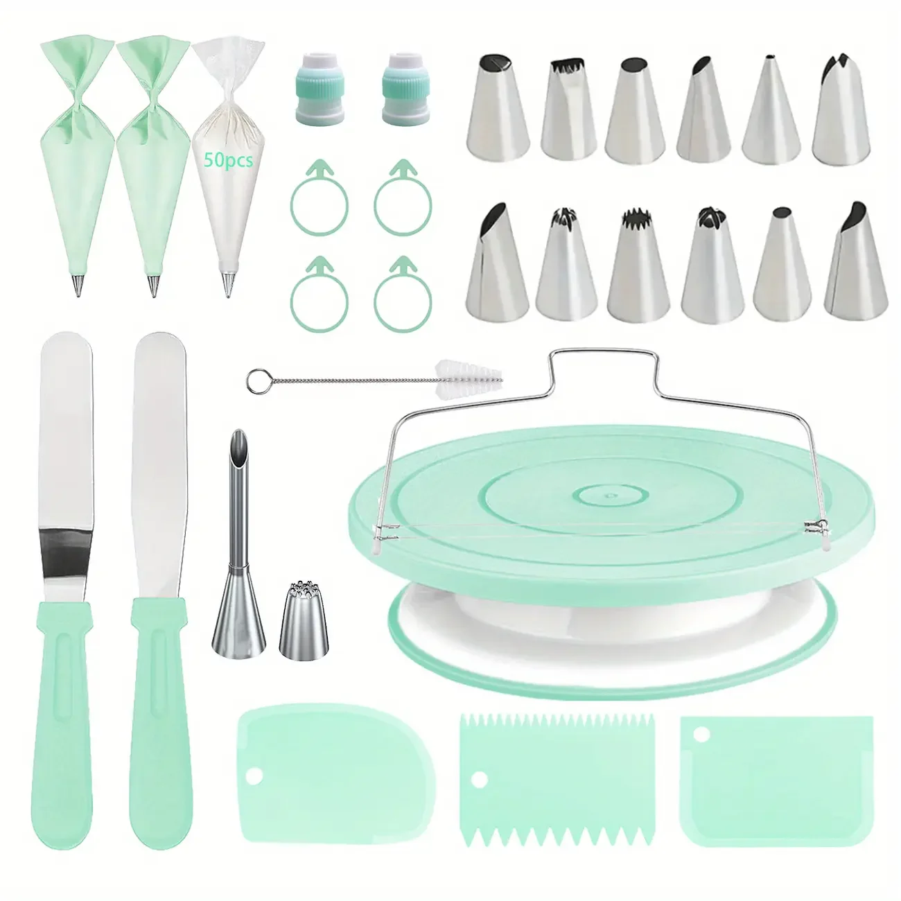 80PCS Cake Decorating Set – Turntable, Piping Tips, Scrapers & DIY Baking Tools 3