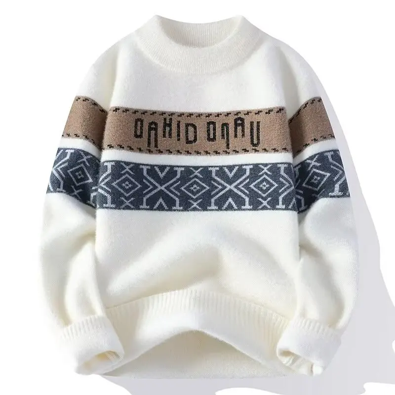 Autumn Winter Men's Sweater Korean Fashion Streetwear Letter Sweater Men Casual Men Clothing Pullover O-Neck Sweaters