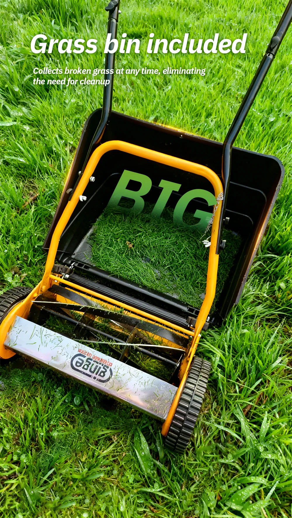 Manual Lawn Mower 14-Inch Grass Trimmer Eco Hand Operated Push Lawn Mower Compac