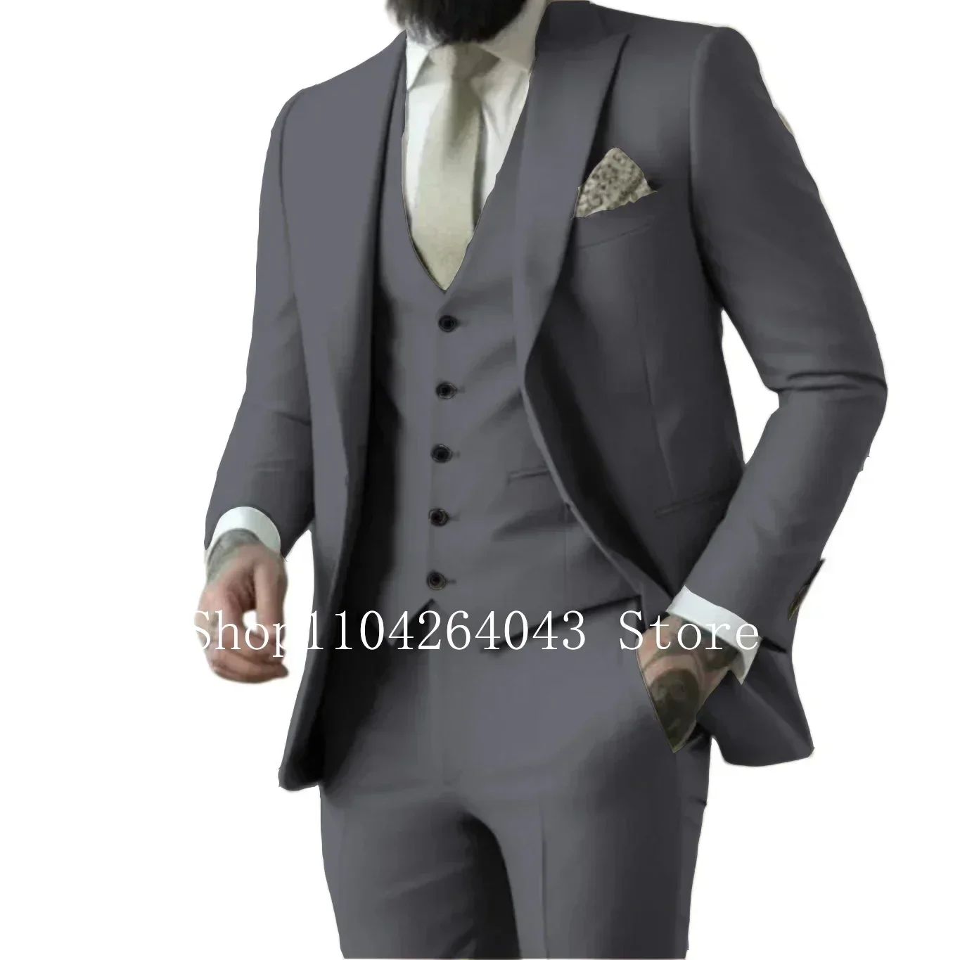 Elegant Men's Suits 3 Pieces Blazer Vest and Pants Peak Lapel Suits for Men for Wedding Business Full Man Terno Comfy Men's Suit