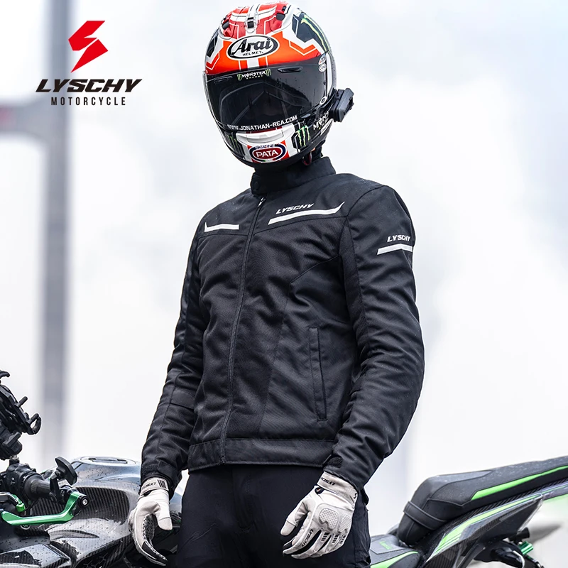 LYSCHY Motorcycle Jacket Summer Mesh Breathable Reflective Motorbike Jacket Men CE Anti-drop Wear-resistant Moto Cycling