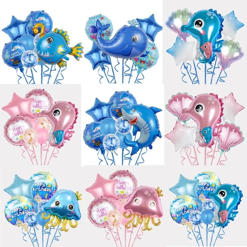 Disney Large Ocean Theme Party Q Edition Meduse Octopus Ippocampo Pellicola In Alluminio Decorazione Palloncino