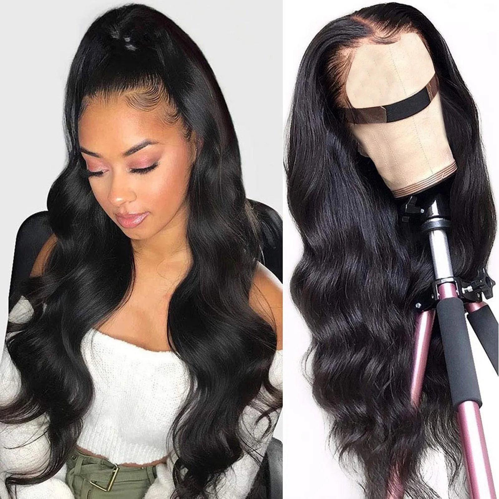 V Part Wig Body Wave Upgrade U Part Synthetic Wigs For Black Women Full Head Clip In Hair Black No Leave Out Thin Wig