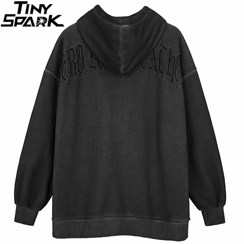Men Hip Hop Streetwear Hooded Jacket Angel Dark Print Jacket Coat Harajuku Cotton Fleece Autumn Winter Outwear Zipper