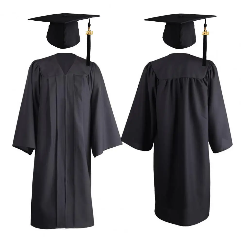 Graduation Uniform With Tassel Zipper Closure Long Sleeve Loose Cardigan Dress-up College Graduation Gown Hat Set graduation gown set